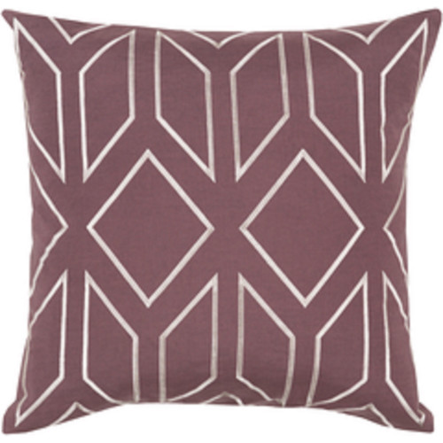 20" Purple and White Contemporary Square Throw Pillow - Down Filler - IMAGE 1