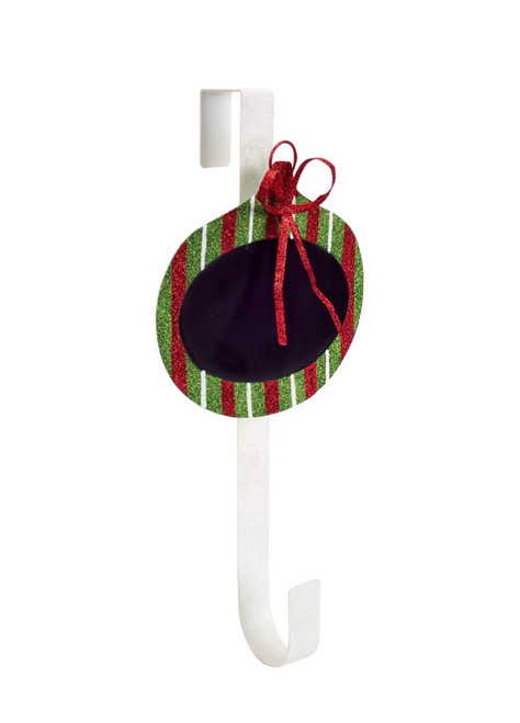 18" Red and Green White Striped Chalkboard with Bow Christmas Wreath Hanger - IMAGE 1