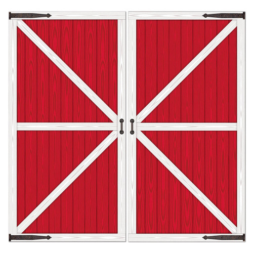 Pack of 6 Red and White Barn Door Backdrop Rectangular Wall Decors 30' - IMAGE 1
