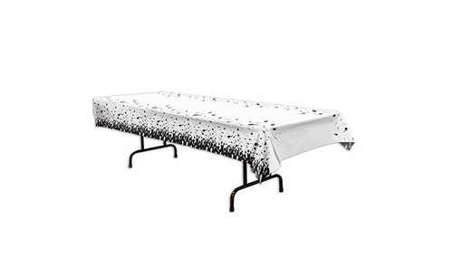 Club Pack of 12 Black and White Graduation Decorative Party Table Covers 108" - IMAGE 1