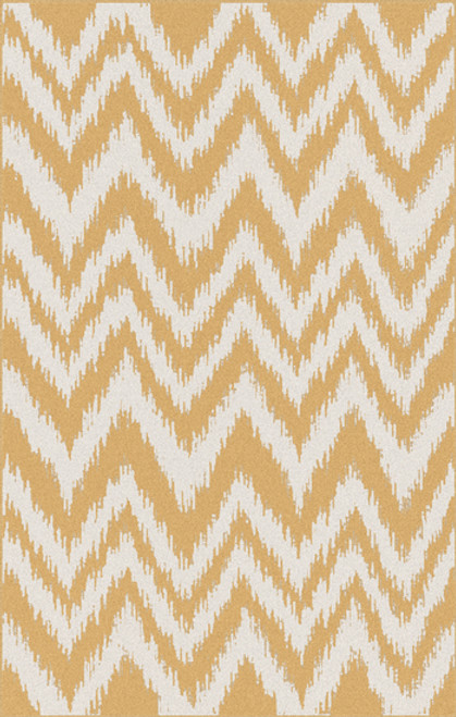 3.5' x 5.5' Chevron Shock Wave Gold and White Hand Woven Rectangular Wool Area Throw Rug - IMAGE 1