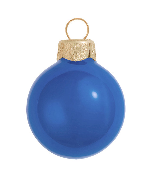 Pearl Finish Glass Christmas Ball Ornaments - 4.75" (120mm) - Blue Delft - 4ct - IMAGE 1