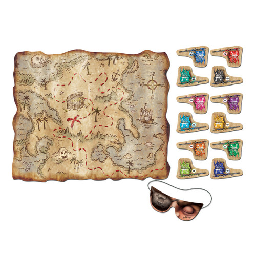 Pin The Flag On The Pirate Treasure Map Party Game - Pack of 24 - IMAGE 1