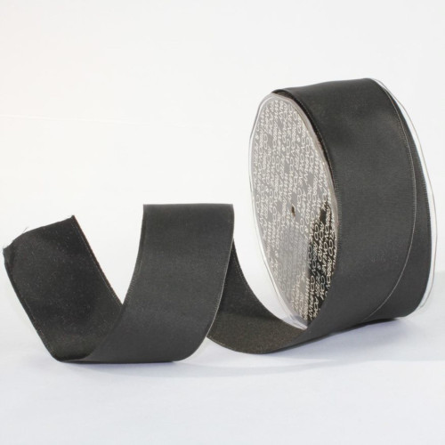Black Solid Wired Craft Ribbon 1.5" x 27 Yards - IMAGE 1