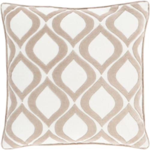 20" White and Brown Diamond Square Throw Pillow - IMAGE 1