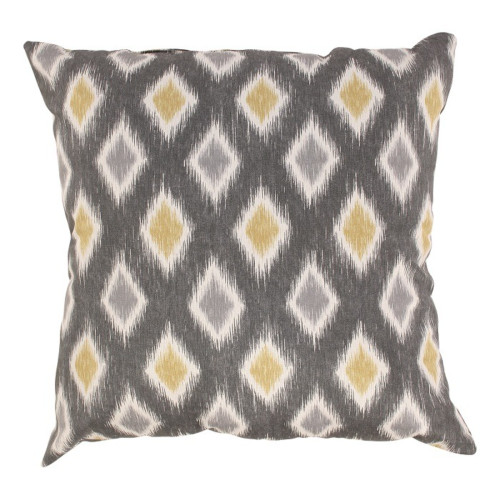 Chartreuse Diamond Square Throw Pillow - 16.5" - Gray and Yellow - IMAGE 1