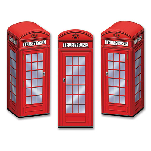 Club Pack of 36 Red 3-D Phone Booth Party Favor Boxes 8.5" - IMAGE 1