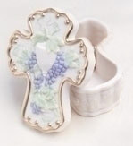 Communion Cross Trinket Box with Chalice and Grapes -  4.5" - IMAGE 1
