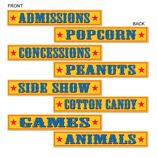 Club Pack of 48 Yellow and Blue Circus Sign Cutout Decors 24" - IMAGE 1