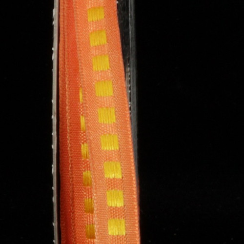Orange Mini Blocks Woven Wired Craft Ribbon 0.25" x 132 Yards - IMAGE 1