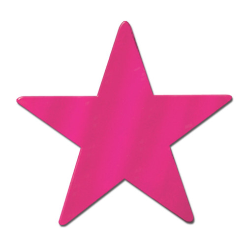 Club Pack of 24 Starry Night Themed Cerise Metallic Foil Star Cutout Party Decorations 12" - IMAGE 1