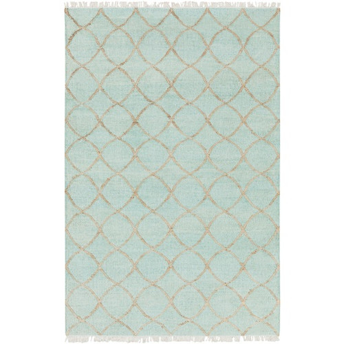 2' x 3' Arabian Infinity Mint Green and Beige Hand Woven Area Throw Rug - IMAGE 1