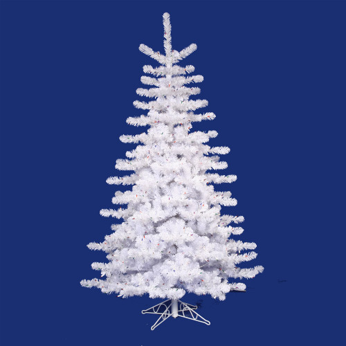 12' Pre-Lit Medium Crystal White Artificial Christmas Tree, Multicolored Lights - IMAGE 1