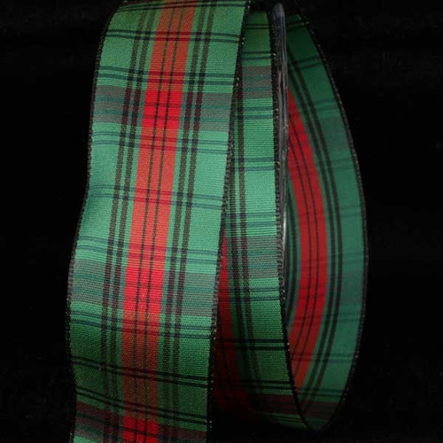 Green and Red French Plaid Wired Craft Ribbon 1.5" x 27 Yards - IMAGE 1