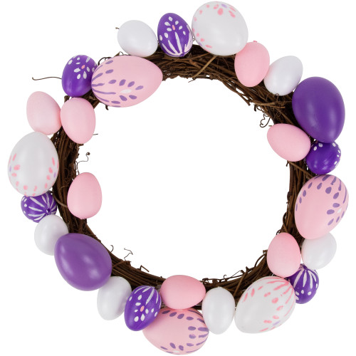 10" Pastel Pink, Purple and White Easter Egg Spring Wreath - IMAGE 1
