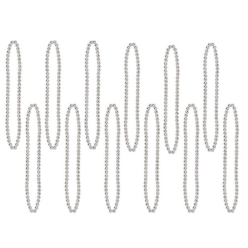 Club Pack of 720 Silver Metallic Small Round Beaded Necklace Birthday Party Favors 33'' - IMAGE 1
