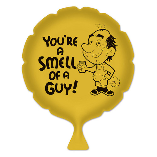 Set of 6 Yellow and Black "You're A Smell Of A Guy" Whoopee Cushion Party Favors - 8" - IMAGE 1