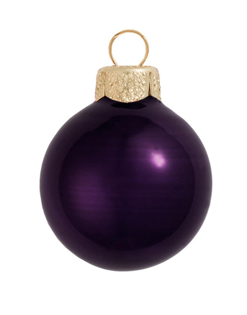 Shiny Finish Glass Christmas Ball Ornaments - 1.5" (40mm) - Purple - 40ct - IMAGE 1