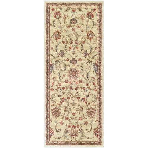 3' x 8' Floral Beige and Red Rectangular Area Throw Rug Runner - IMAGE 1