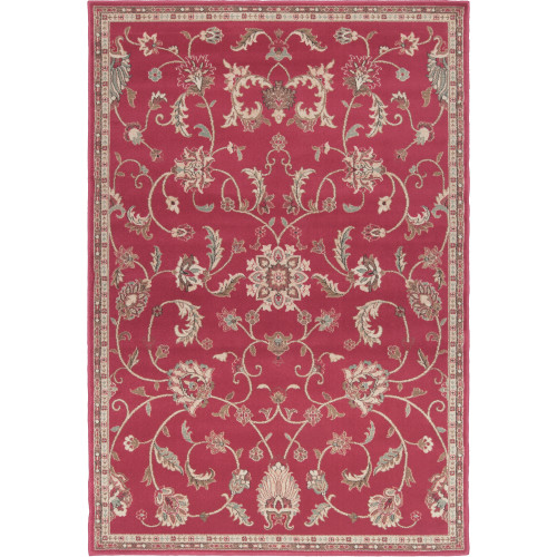 6.5' x 9.75' Red and Olive Green Contemporary Rectangular Area Throw Rug - IMAGE 1