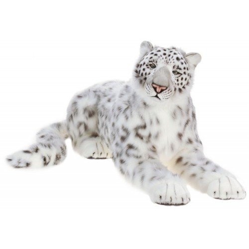 48.75" White and Black Handcrafted Snow Leopard Stuffed Animal - IMAGE 1