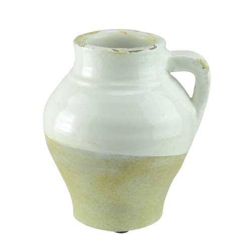 6" French Countryside White Two-Toned Crackle Finish Table Top Jug Decoration - IMAGE 1