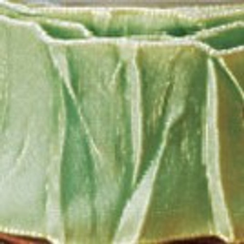Festive Green Gathered Taffeta Wired Craft Ribbon 1.5" x 22 Yards - IMAGE 1