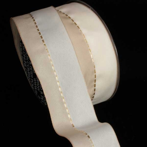 Ivory Solid Edge Wired Craft Ribbon 1.5" x 54 Yards - IMAGE 1