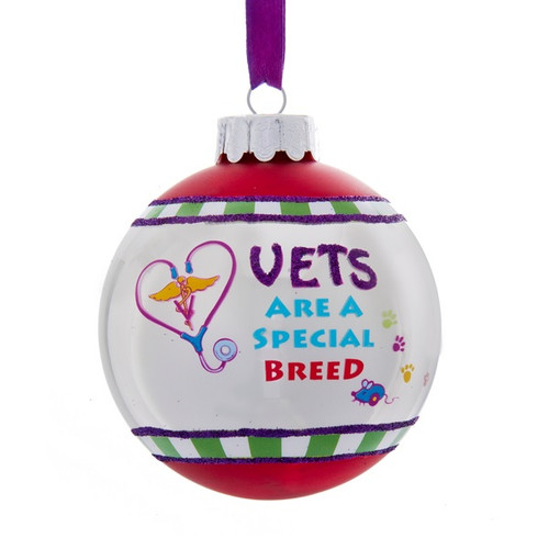 Red and Purple "VETS ARE A SPECIAL BREED" Christmas Ball Ornament 3" (75mm) - IMAGE 1