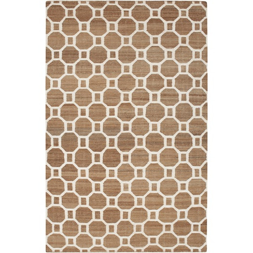 3.25' x 5.25' Destiny Rings Mocha Brown and Ivory White Hand Woven Area Throw Rug - IMAGE 1