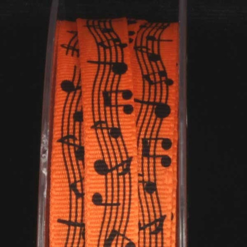 Orange Grapes Musical Notes Craft Ribbon 0.25" x 108 Yards - IMAGE 1