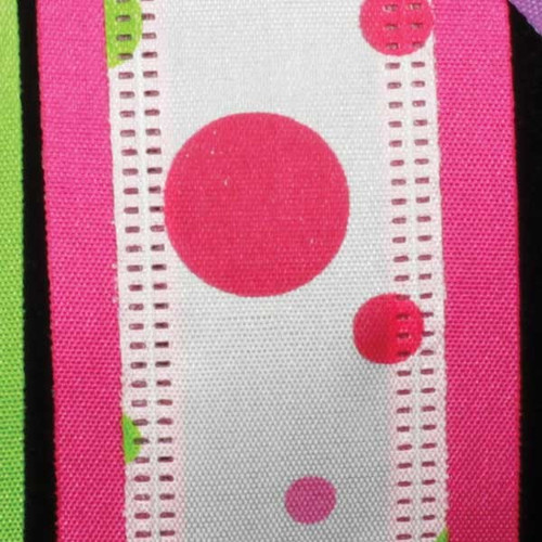 Pink and White Polka Dot Wired Craft Ribbon 1.5" x 40 Yards - IMAGE 1