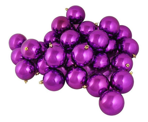 60ct Purple Shatterproof Shiny Christmas Ball Ornaments 2.5" (60mm) - IMAGE 1
