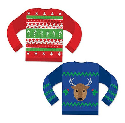 Club Pack of 24 Ugly Sweater Cutouts Christmas Decorations 14.75" - IMAGE 1