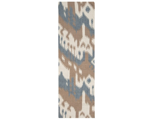 2.5' x 8' Contemporary Chocolate Brown and Blue Hand Woven Wool Area Throw Rug Runner - IMAGE 1