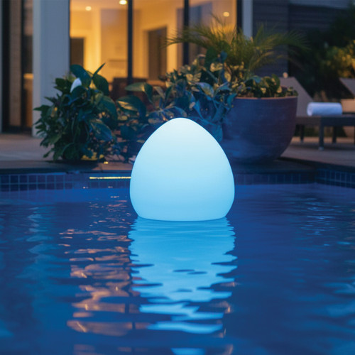 10" Chill Lite Floating Swimming Pool Choose-A-Color Egg-Shaped Light - IMAGE 1