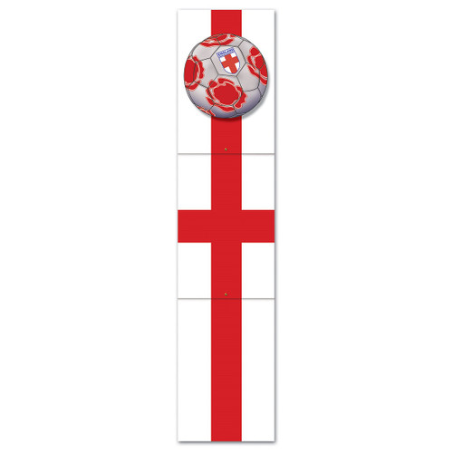 Club Pack of 12 Gray, Red and White "England" Soccer Themed Jointed Pull-Down Cutout Decorations 5' - IMAGE 1