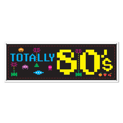 Pixel Style Totally 80s Party Banner - 5' - Multicolor - Pack of 12 - IMAGE 1