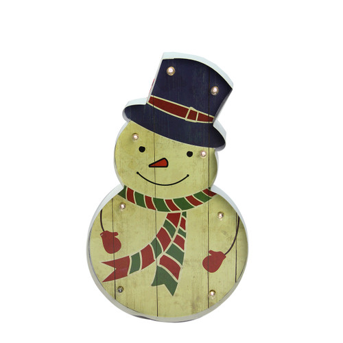 20" Green LED Lighted Snowman Christmas Marquee Wall Decor - IMAGE 1