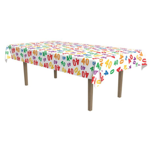 40th Birthday Disposable Party Tablecloth - 108" - Multicolor - Pack of 12 - IMAGE 1