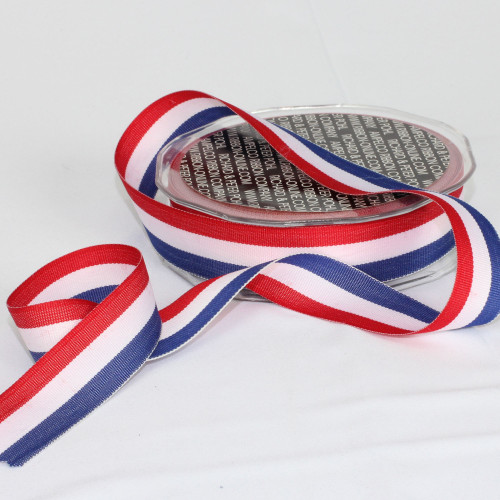 Vibrant Red and Blue Patriotic Grosgrain Craft Ribbon 1" x 100 Yards - IMAGE 1