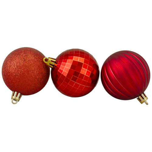 100ct Red Shatterproof 3-Finish Christmas Ball Ornaments 2.5" (60mm) - IMAGE 1