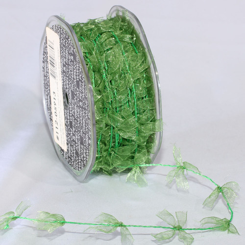 Sheer Pale Green Christmas Wired Craft Ribbon Garland 1" x 27 Yards - IMAGE 1