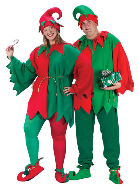 Red and Green Elf Adult Christmas Costume Set - Plus Size - IMAGE 1