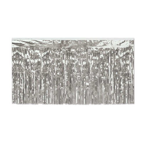 Pack of 6 Silver 1-Ply Hanging Table Skirt Decorations 14' - IMAGE 1