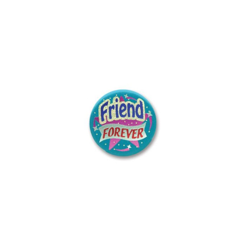 Friend Forever Satin Button Party Favors - 2"- Teal - Set of 6 - IMAGE 1
