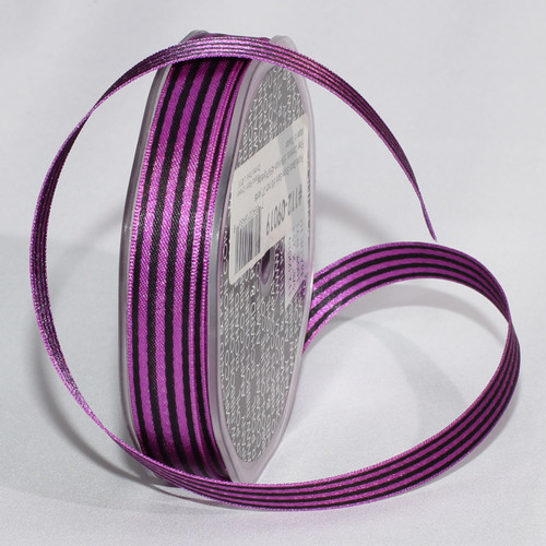 Purple and Black Stripe Craft Ribbon 0.5" x 162 Yards - IMAGE 1