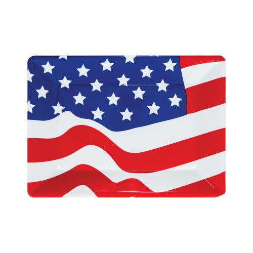 Patriotic Stars Rectangular Party Serving Trays - 14" - Club Pack of 12 - IMAGE 1