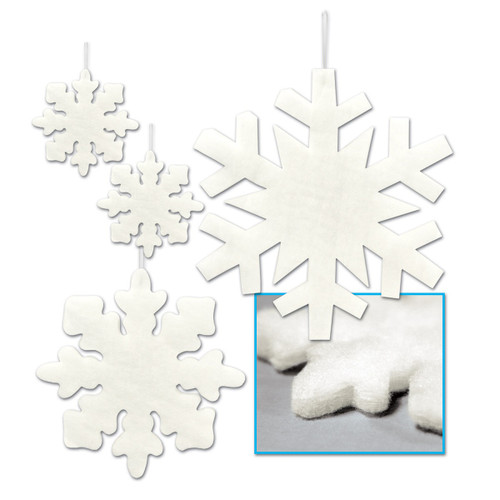 Club Pack of 48 Assorted Christmas Fluffy Snowflakes 6" - 16" - IMAGE 1