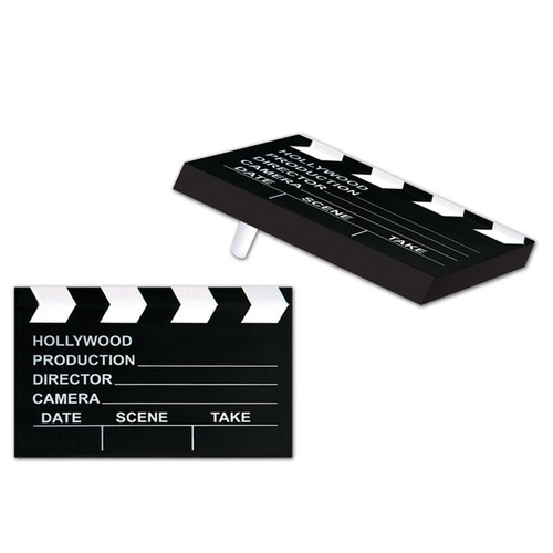 Club Pack of 50 Black and White Clapboard Racket Raise N Noisemaker Decors 4.5" - IMAGE 1